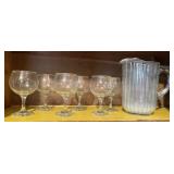 (6)- Wine Glasses & HD Glass Pitcher