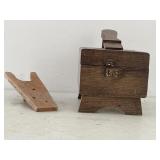 VTG. SHOE SHINE WOODEN BOX w/contents ETC