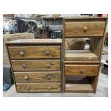 Vintage Wood 4 Drawer Dresser & 2 Nightstands
