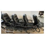 4 Black Faux Leather Office Chairs