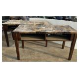 Set of 2 Faux Marble Top Console Tables