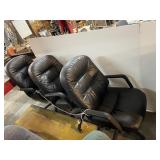 Set of 3 Black Faux Leather Office Chairs