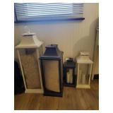 4 - Decorative Metal Lanterns, Candles