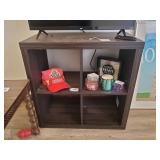 Modern Dark Wood 4-Cube Storage Shelf