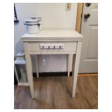 Whitewashed Entryway Table with Hooks