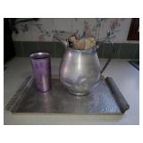 Aluminum Pitcher, Cup, Tray