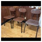 Set of 3 Vintage Industrial School Chairs