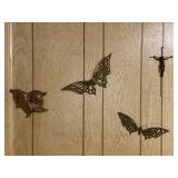 Brass Wall Butterflies, Crucifix & Plaster Cherubs