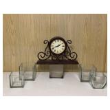 Table Clock & Square Vases