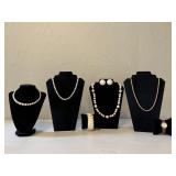 Faux Pearl Necklaces, Jewelry Set & Watch