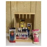 Wood Crate with Craft Paint & Brushes