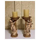 Cherub Candlestick Holders & LED Candles