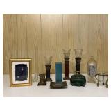 Candleholders, Glass Jar & Framed Art