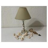 Cut Glass Table Lamp & Conch Shells