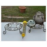 Plant Stands, Resin Garden Frogs & Rain Gauge