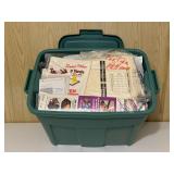 Storage Tote with Fabric Pieces & Sewing Supplies