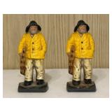 Cast Iron Old Salt Fisherman Door Stops/Book Ends