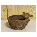 Weathered Bird & Nest Decorative Outdoor Bowl