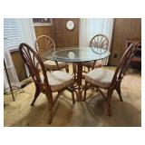 Vintage Bamboo Rattan Dining Table & Chairs