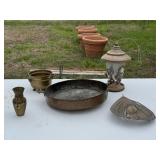 Brass Pot, Vase & Copper Egg Poacher