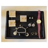 Charm Bracelet, Earrings & Watch