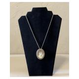 Mother of Pearl Cameo on Sterling Silver Chain