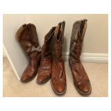 Two Pairs of Brown Leather Cowboy Boots