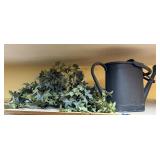 Black Metal Watering Can & Faux Ivy Garland Set