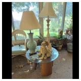 Table,Lamps, and Decorative Bunny