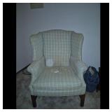 Plaid Wingback Armchair