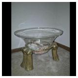 Glass Bowl with Ornate Goldtone Stand
