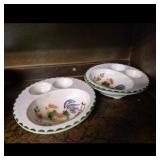 Cardinal China Rooster Divided Plates