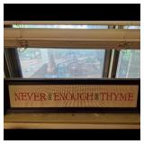 Framed Cross Stitch "Never Enough Thyme" Kitchen