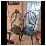 2 Black Windsor Style Dining Chairs