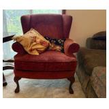 Wingback Armchair Red Floral  Accent Chair