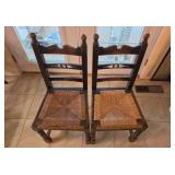 2 Rush-Woven Seat Dining Chairs
