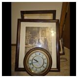 Linden Quartz Wall Clock and Framed Art