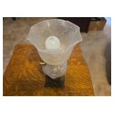 Frosted Glass Floral Table Lamp with Ornate Base