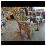 Wooden Rocking Chair Floral Upholstery