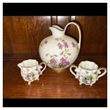 Floral Pitcher Creamer Sugar Bowl