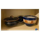 Handmade Pottery Soup Tureen, Bowl, and Planter