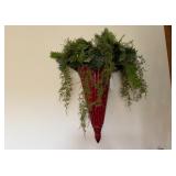 Red Wall Hanging Cone Planter with Greenery