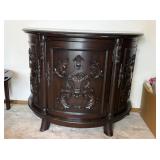 Antique Dark Wood Console Table with Carved Detail