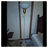 Floor Lamp White Frosted Glass Shade Brass Accent