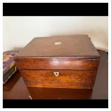 Antique Wooden Vanity Box with Key