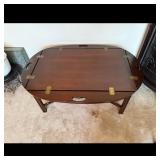 Mahogany Folding Tray Table with Handles