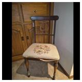 Lyre Back Accent Chair Needlepoint Seat