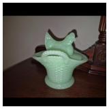 Jadeite Milk Glass Chicken Nest Basket