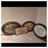 Oval Framed Prints and Newspaper