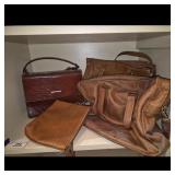4 Brown Leather Handbags & Purses